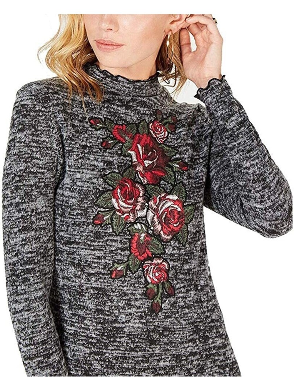 Ultra Flirt Juniors Sketchbook Roses Mock Neck Dress Size L - Picture 2 of 3